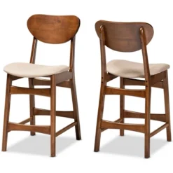 2pc Katya Fabric Upholstered And Wood Counter Height Barstool Set - Baxton Studio -Outlet Baxton Studio Store GUEST b333df01 fb3c 48cd 9aef fd12a0fc9466