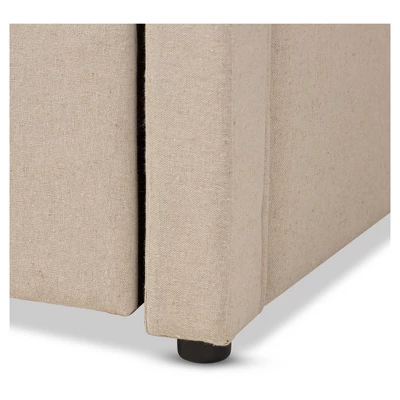 Parkson Modern And Contemporary Linen Fabric Curved Notched Corners Sofa Daybed With Roll - Out Trundle Guest Bed - Twin - Baxton Studio 3 Parkson Modern And Contemporary Linen Fabric Curved Notched Corners Sofa Daybed With Roll - Out Trundle Guest Bed - Twin - Baxton Studio - Image 3