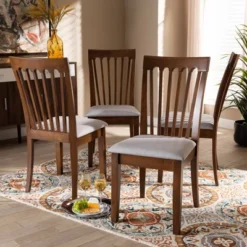 Set Of 4 Minette Fabric Upholstered Walnut Finished Dining Chairs Gray/Walnut - Baxton Studio -Outlet Baxton Studio Store GUEST b3983594 ad85 4da7 b0bd 811d521cd65b