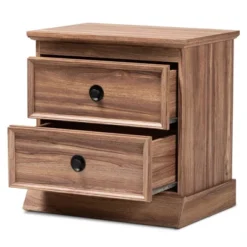 Ryker Oak Finished 2 Drawer Wood Nightstand Brown - Baxton Studio -Outlet Baxton Studio Store GUEST b3e01721 05d2 4e75 bcd2 c5db8bf796c0