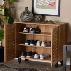Winda Wood 2 Door Shoe Cabinet Oak Brown/Black - Baxton Studio 11 Winda Wood 2 Door Shoe Cabinet Oak Brown/Black - Baxton Studio -Outlet Baxton Studio Store GUEST b3ff400e a11a 4a40 aecf 32a101d429c0