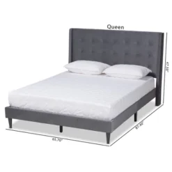 Gothard Velvet Fabric Upholstered And Wood Platform Bed - Baxton Studio -Outlet Baxton Studio Store GUEST b4250544 6a83 4504 b6c2 92dc5b39d8a2