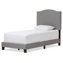 Twin Benjamin Modern And Contemporary Linen Upholstered Arched Platform Bed With Nailhead - Baxton Studio -Outlet Baxton Studio Store GUEST b4f2d1f0 5598 4c01 b574 f4497285e771