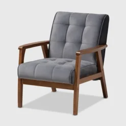 Asta Velvet Upholstered Wood Armchair - Baxton Studio -Outlet Baxton Studio Store GUEST b5f67c04 c372 4b99 837f b58e4f45f3a7