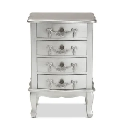 Callen Brushed Wood 4 Drawer Nightstand Silver - Baxton Studio -Outlet Baxton Studio Store GUEST b60b7f2f a5d8 428e a323 a6acf082cdc3