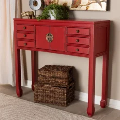 Melodie 6 Drawer Console Table Red - Baxton Studio 14 Melodie 6 Drawer Console Table Red - Baxton Studio -Outlet Baxton Studio Store GUEST b6360240 1367 4d31 8080 792702315436