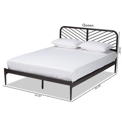 Queen Dora Industrial Metal Platform Bed Black - Baxton Studio 7 Queen Dora Industrial Metal Platform Bed Black - Baxton Studio - Image 7