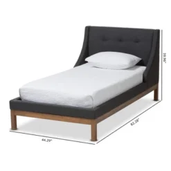 Louvain Modern And Contemporary Fabric Upholstered Walnut - Finished Platform Bed Dark Gray - Baxton Studio -Outlet Baxton Studio Store GUEST b653444c 02bc 43e2 b6a8 2c7d47f0cd27