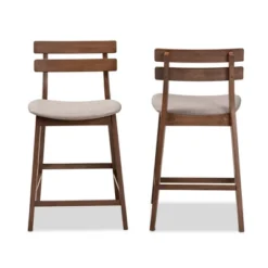 Set Of 2 Larine Wood Counter Height Barstools - Baxton Studio