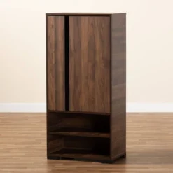 Raina Two-Tone Wood 2 Door Shoe Storage Cabinet Walnut Brown/Black - Baxton Studio -Outlet Baxton Studio Store GUEST b726f53c 13e6 4131 828e 50e1dbd03453