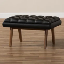 Baxton Studio Annetha Mid Century Modern Walnut Finished Wood Faux Leather Upholstered Ottoman Black 12 Baxton Studio Annetha Mid Century Modern Walnut Finished Wood Faux Leather Upholstered Ottoman Black -Outlet Baxton Studio Store GUEST b750db7b bec6 44e0 baf2 9b7c20e1b1fb