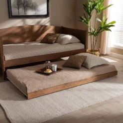 Twin Veles Trundle Bed Ash Walnut - Baxton Studio -Outlet Baxton Studio Store GUEST b83a5ff6 fec6 495f bc6a 33172e575886