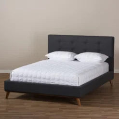 Valencia Mid - Century Modern Fabric Platform Bed - Baxton Studio -Outlet Baxton Studio Store GUEST b86b41af 1959 4890 9641 4ff103114cbe