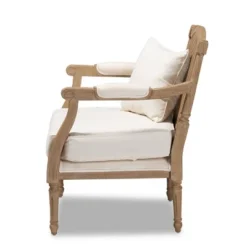 Clemence Upholstered Whitewashed Wood Accent Chair Ivory/Oak - Baxton Studio 16 Clemence Upholstered Whitewashed Wood Accent Chair Ivory/Oak - Baxton Studio -Outlet Baxton Studio Store GUEST b9292bad 84bd 41e7 8d18 933ae02bd184