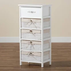Madelia Wood 1 Drawer Storage Unit White - Baxton Studio -Outlet Baxton Studio Store GUEST b9e50fc3 2a18 48b6 ad11 4214e1deedef