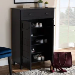 Shelf Wood Shoe Storage Cabinet With Drawer Glidden Finished Black - Baxton Studio -Outlet Baxton Studio Store GUEST b9ed2b58 d71e 4e88 a192 7330959dce19
