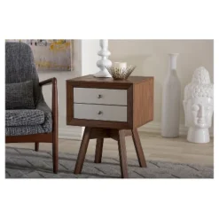 Warwick Two-tone Modern Accent Table And Nightstand Walnut/White - Baxton Studio 9 Warwick Two-tone Modern Accent Table And Nightstand Walnut/White - Baxton Studio -Outlet Baxton Studio Store GUEST ba0db419 296d 4e58 b327 f37066b1dd83