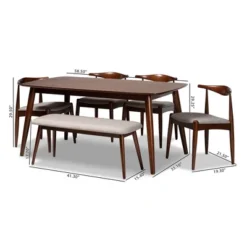 6pc Aeron Wood Dining Set Light Gray/Walnut - Baxton Studio -Outlet Baxton Studio Store GUEST bab25351 4577 4150 8a65 5a14e732bfae