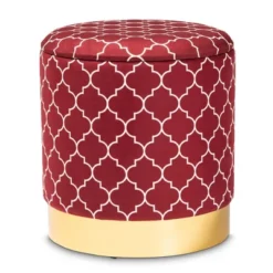 Serra Quatrefoil Velvet Upholstered Metal Storage Ottoman - Baxton Studio -Outlet Baxton Studio Store GUEST baf4540b e87e 487d aab0 0729e5dfc348