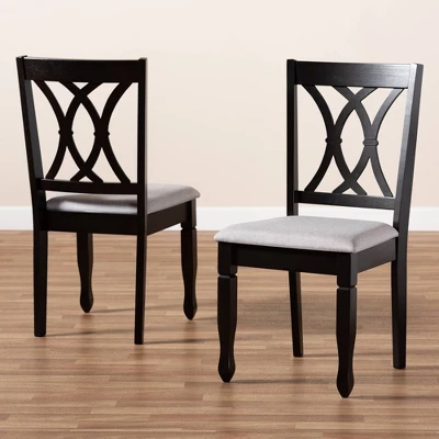 2pc Reneau Upholstered Wood Dining Chair Set - Baxton Studio 6 2pc Reneau Upholstered Wood Dining Chair Set - Baxton Studio - Image 6