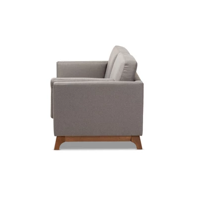 Baxton Studio Sava Fabric Upholstered Walnut Wood 2 Seater Loveseat Gray - BaxtonStudio 7 Baxton Studio Sava Fabric Upholstered Walnut Wood 2 Seater Loveseat Gray - BaxtonStudio - Image 7