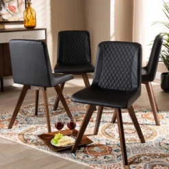 Set Of 4 Pernille Faux Leather Walnut Finished Dining Chairs - Baxton Studio 8 Set Of 4 Pernille Faux Leather Walnut Finished Dining Chairs - Baxton Studio -Outlet Baxton Studio Store GUEST bceda306 d0e9 4355 a4df 2a702cd033bb