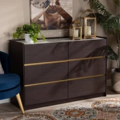 Walker Wood 6 Drawer Dresser With Faux Marble Top Dark Brown/Marble/Gold - Baxton Studio 14 Walker Wood 6 Drawer Dresser With Faux Marble Top Dark Brown/Marble/Gold - Baxton Studio -Outlet Baxton Studio Store GUEST bd08a538 6bbf 4fa7 ae44 72427a76e541