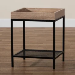 Overton Wood And Metal End Table Oak/Black - Baxton Studio -Outlet Baxton Studio Store GUEST bdcf3d10 9788 4c86 b961 b03f2770a83d