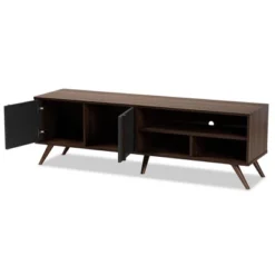2 Door Naoki Two-Tone Wood TV Stand For TVs Up To 65" Gray/Walnut - Baxton Studio