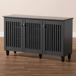 3 Door Fernanda Wooden Entryway Shoe Storage Wide Cabinet Gray - Baxton Studio -Outlet Baxton Studio Store GUEST becf8142 9b51 4543 b2fc 34ed04a012a5