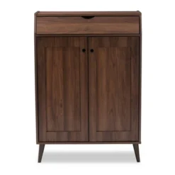 Cormier Walnut Finished 2 Door Wood Entryway Shoe Storage Cabinet Brown - Baxton Studio -Outlet Baxton Studio Store GUEST bed26c29 c131 47e2 af5c 117b2074bbf5