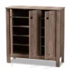 Derek Finished Wood 3 Door Shoe Cabinet Oak - Baxton Studio