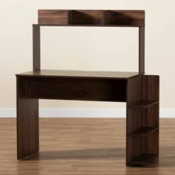 Garnet Wood Desk With Shelves Walnut/Brown - Baxton Studio -Outlet Baxton Studio Store GUEST bf02268a 9e8e 404a 9f53 7e20655746f8