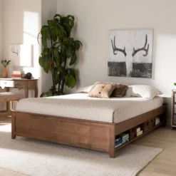 Anders Wood Platform Storage Bed Frame With Built-In Shelves Ash Walnut - Baxton Studio -Outlet Baxton Studio Store GUEST bf43d4a4 f33c 4f0c ab2e 5479eff381c3