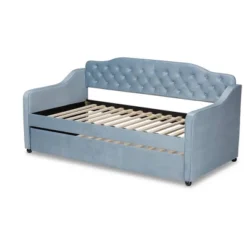 Twin Freda Velvet Tufted Daybed With Trundle Light Blue - Baxton Studio -Outlet Baxton Studio Store GUEST bfce6d12 9d4a 435f 94ff 5f759efdf43b
