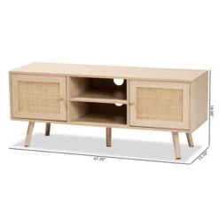 Sebille Wood With Natural Rattan 2 Door TV Stand For TVs Up To 45" Light Brown - Baxton Studio -Outlet Baxton Studio Store GUEST c064a611 a2e5 4643 b0a7 c85d358b5de9