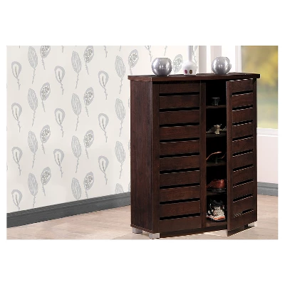 Adalwin Modern And Contemporary 2-Door Wooden Entryway Shoes Storage Cabinet - Dark Brown - Baxton Studio 4 Adalwin Modern And Contemporary 2-Door Wooden Entryway Shoes Storage Cabinet - Dark Brown - Baxton Studio - Image 4