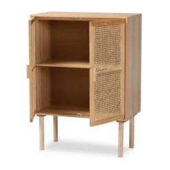 Maclean Rattan Wood 2 Door Storage Cabinet Natural/Brown - Baxton Studio -Outlet Baxton Studio Store GUEST c107319d 554f 4a0f 9101 466d3d517ba1