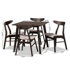 5pc Britte Fabric Upholstered Wood Dining Set - Baxton Studio -Outlet Baxton Studio Store GUEST c1d176f5 0752 4a71 b84c fe8c8d7f1a14