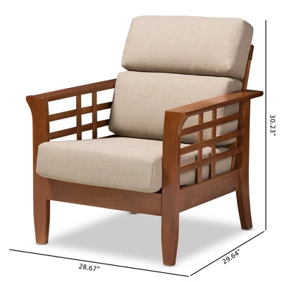 Baxton Studio Larissa Modern Classic Mission Style Cherry Finished Wood And Fabric High Back Cushioned Living Room Dark Beige Cherry 8 Baxton Studio Larissa Modern Classic Mission Style Cherry Finished Wood And Fabric High Back Cushioned Living Room Dark Beige Cherry - Image 8