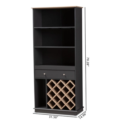 Baxton Studio Mattia And Oak Finished Wood Wine Cabinet Gray/Brown - BaxtonStudio 1 Baxton Studio Mattia And Oak Finished Wood Wine Cabinet Gray/Brown - BaxtonStudio