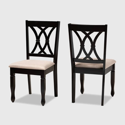 2pc Reneau Upholstered Wood Dining Chair Set - Baxton Studio 9 2pc Reneau Upholstered Wood Dining Chair Set - Baxton Studio - Image 9