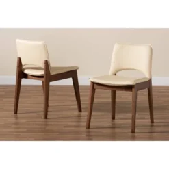 2pc Afton Faux Leather Upholstered And Wood Dining Chair Set - Baxton Studio -Outlet Baxton Studio Store GUEST c3ec71f2 eb54 4f44 b234 9fa6e0b4e321