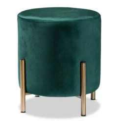 Thurman Velvet Metal Ottoman - Baxton Studio -Outlet Baxton Studio Store GUEST c41f6788 0579 4cbd b4b1 8fc7286fac52