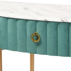1 Drawer Beale Velvet Upholstered And Brushed Console Table Green/Gold - Baxton Studio -Outlet Baxton Studio Store GUEST c48a2fad ca55 4d81 945d b8e7beefa521