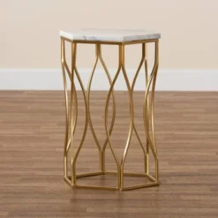 Kalena Metal End Table With Marble Tabletop Gold - Baxton Studio 12 Kalena Metal End Table With Marble Tabletop Gold - Baxton Studio -Outlet Baxton Studio Store GUEST c4b8a082 0dbd 426c a937 c602c52e58e0