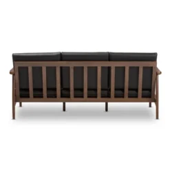 Venza Mid-Modern Walnut Wood Faux Leather 3 Seater Sofa Black - Baxton Studio -Outlet Baxton Studio Store GUEST c4ea653f c423 4723 ad9b 6d01b77dbb24