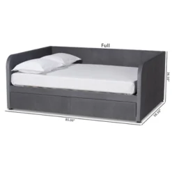 Full Basanti Velvet Fabric Upholstered 2 Drawer Daybed Gray/Dark Brown - Baxton Studio -Outlet Baxton Studio Store GUEST c511797c 8c3f 42d5 8f20 57e25c3f336b