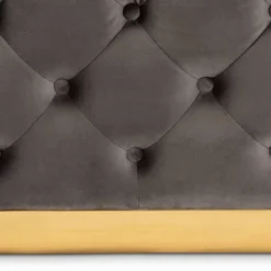 Verene Velvet Upholstered Square Cocktail Ottoman Gray/Gold - Baxton Studio -Outlet Baxton Studio Store GUEST c5b407e5 9806 4dd5 b354 4103170e2315