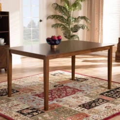 Eveline Rectangular Wood Dining Table Walnut Brown - Baxton Studio -Outlet Baxton Studio Store GUEST c5e1d4a4 6f77 4057 862e b815c252f504